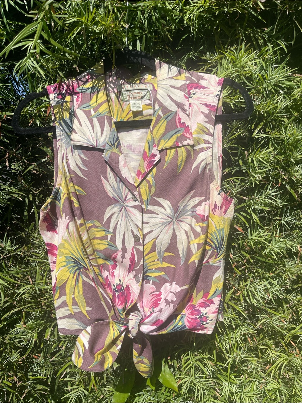 Tommy Bahama Plum & Pink Tropical Tie-Front Camisole